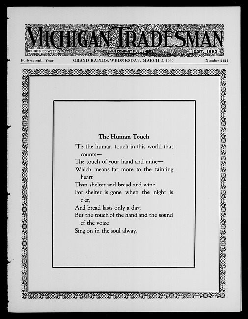 Michigan tradesman. Vol. 47 no. 2424 (1930 March 5)