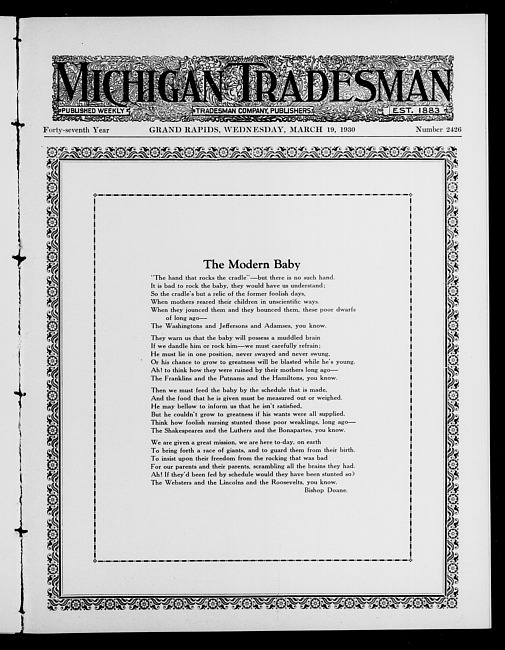 Michigan tradesman. Vol. 47 no. 2426 (1930 March 19)