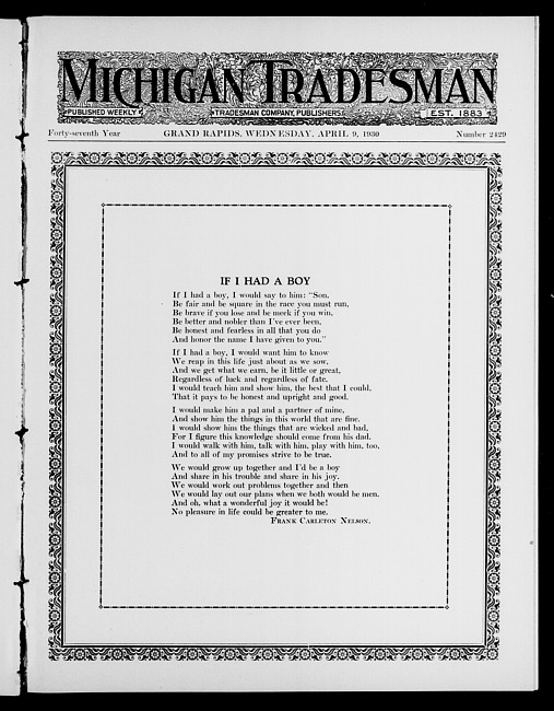 Michigan tradesman. Vol. 47 no. 2429 (1930 April 9)