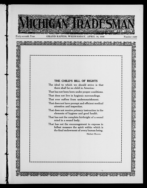 Michigan tradesman. Vol. 47 no. 2430 (1930 April 16)
