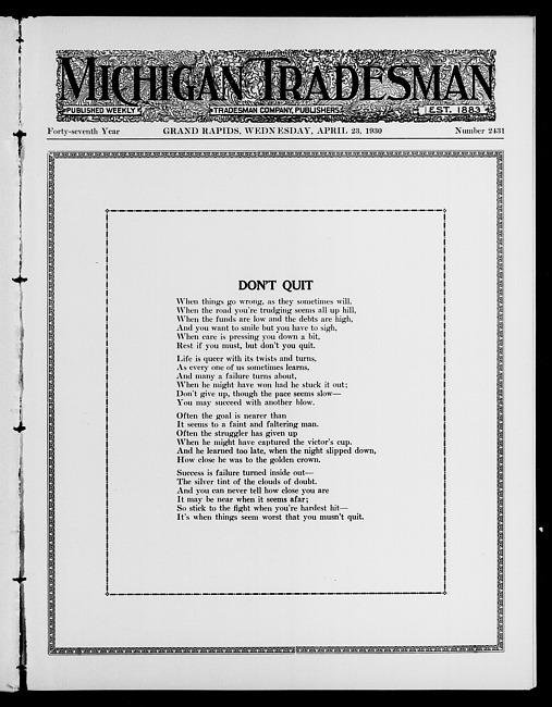 Michigan tradesman. Vol. 47 no. 2431 (1930 April 23)