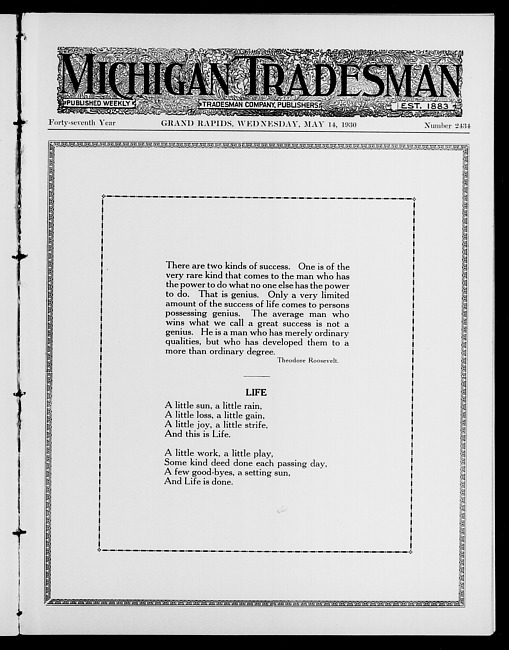 Michigan tradesman. Vol. 47 no. 2434 (1930 May 14)