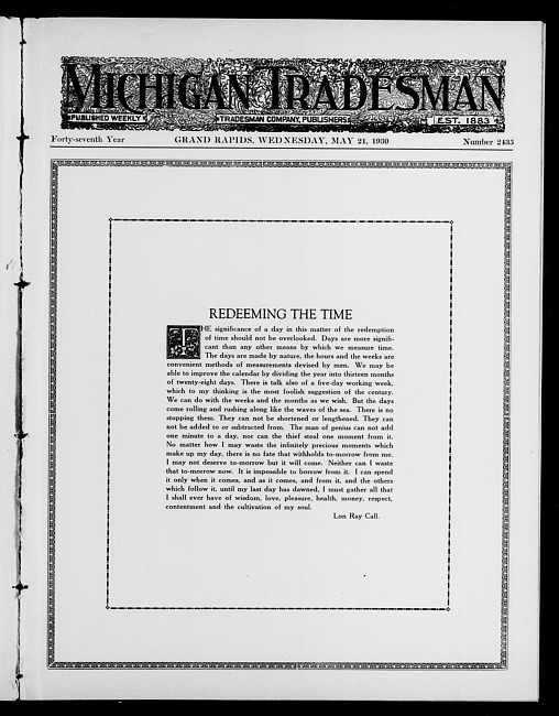 Michigan tradesman. Vol. 47 no. 2435 (1930 May 21)