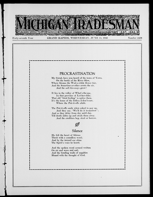 Michigan tradesman. Vol. 47 no. 2438 (1930 June 11)