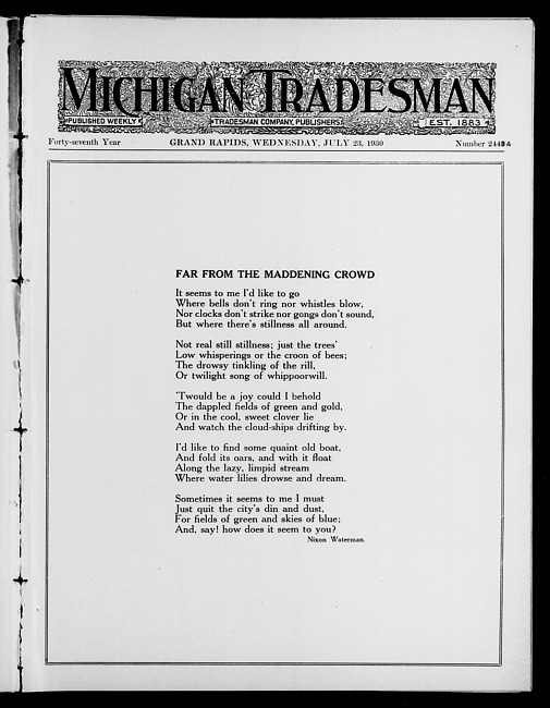 Michigan tradesman. Vol. 47 no. 2444 (1930 July 23)