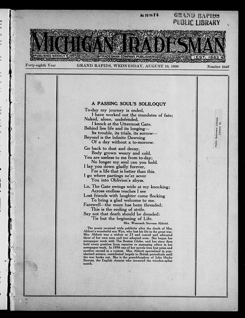 Michigan tradesman. Vol. 48 no. 2447 (1930 August 13)