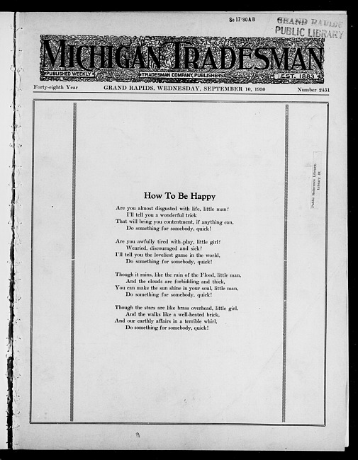 Michigan tradesman. Vol. 48 no. 2451 (1930 September 10)