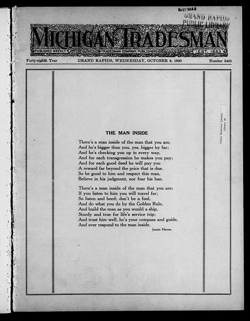 Michigan tradesman. Vol. 48 no. 2455 (1930 October 8)