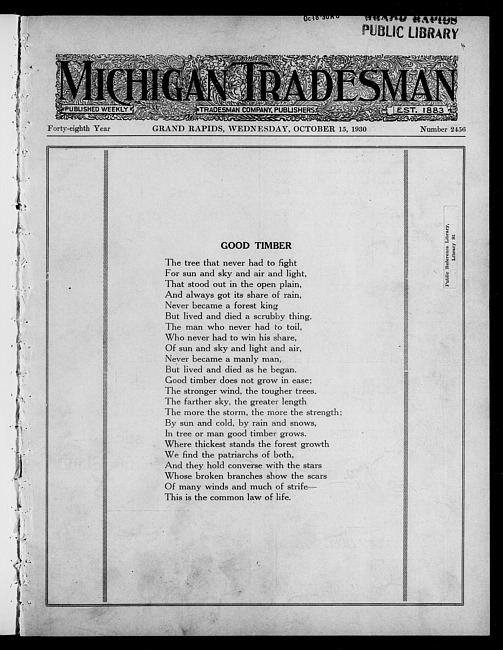 Michigan tradesman. Vol. 48 no. 2456 (1930 October 15)
