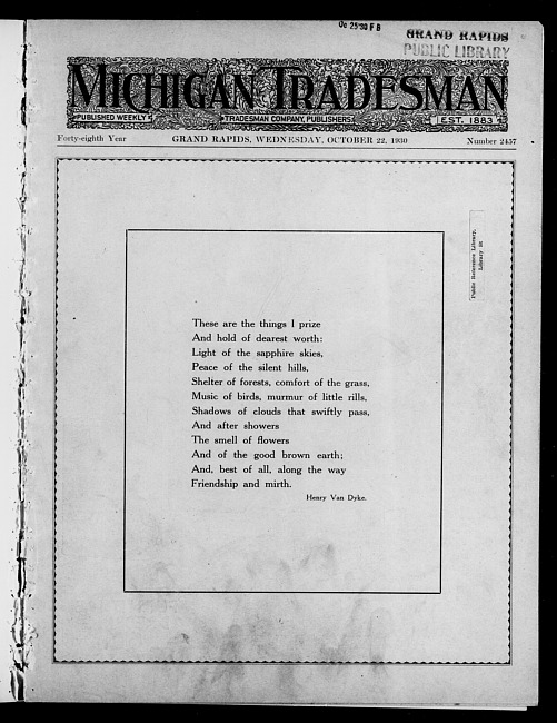 Michigan tradesman. Vol. 48 no. 2457 (1930 October 22)