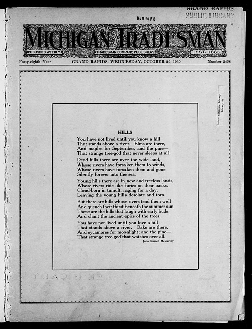 Michigan tradesman. Vol. 48 no. 2458 (1930 October 29)