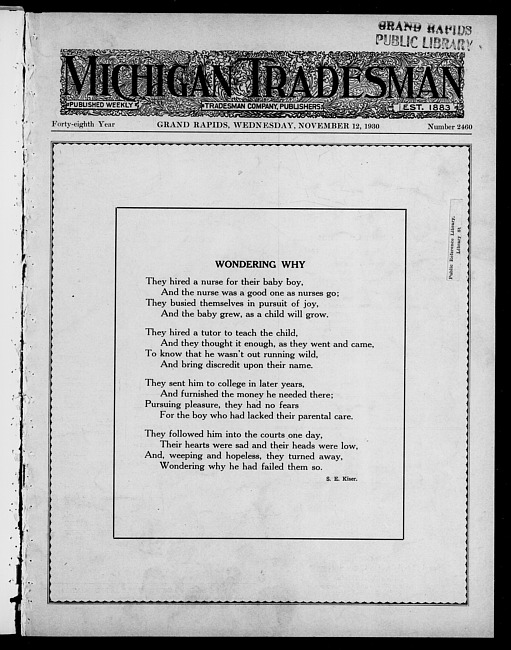 Michigan tradesman. Vol. 48 no. 2460 (1930 November 12)