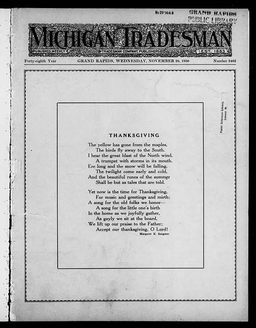 Michigan tradesman. Vol. 48 no. 2462 (1930 November 26)