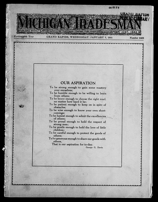 Michigan tradesman. Vol. 48 no. 2468 (1931 January 7)