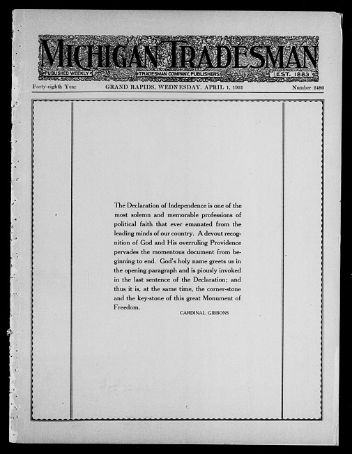 Michigan tradesman. Vol. 48 no. 2480 (1931 April 1)