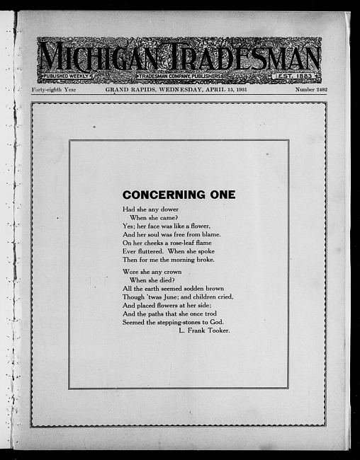 Michigan tradesman. Vol. 48 no. 2482 (1931 April 15)