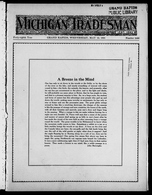 Michigan tradesman. Vol. 48 no. 2486 (1931 May 13)