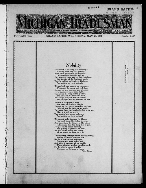 Michigan tradesman. Vol. 48 no. 2487 (1931 May 20)