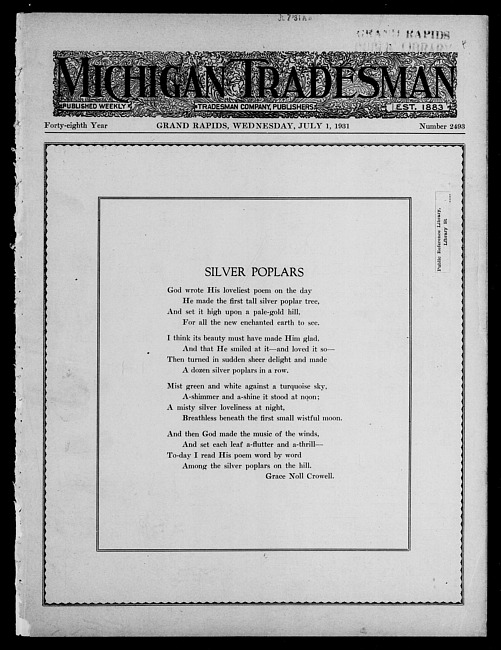 Michigan tradesman. Vol. 48 no. 2493 (1931 July 1)