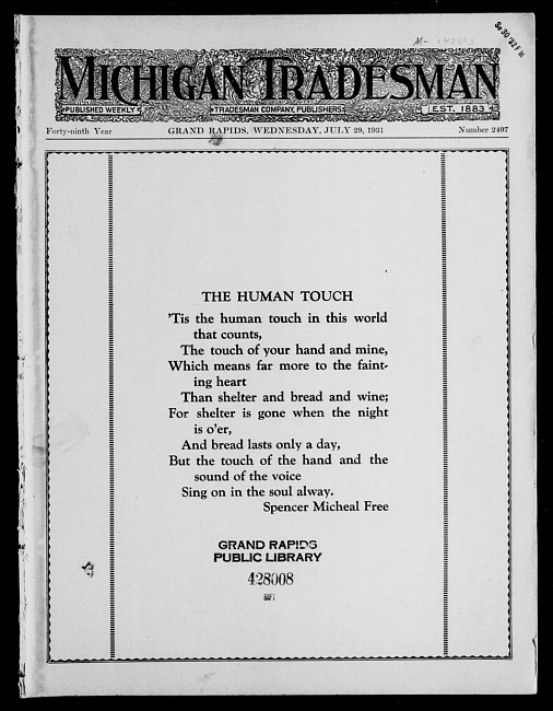 Michigan tradesman. Vol. 49 no. 2497 (1931 July 29)
