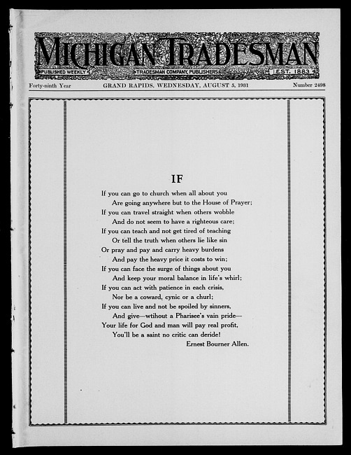 Michigan tradesman. Vol. 49 no. 2498 (1931 August 5)