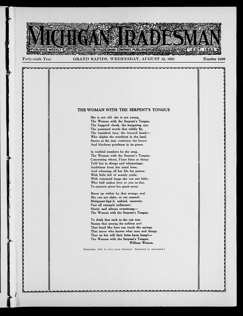 Michigan tradesman. Vol. 49 no. 2499 (1931 August 12)
