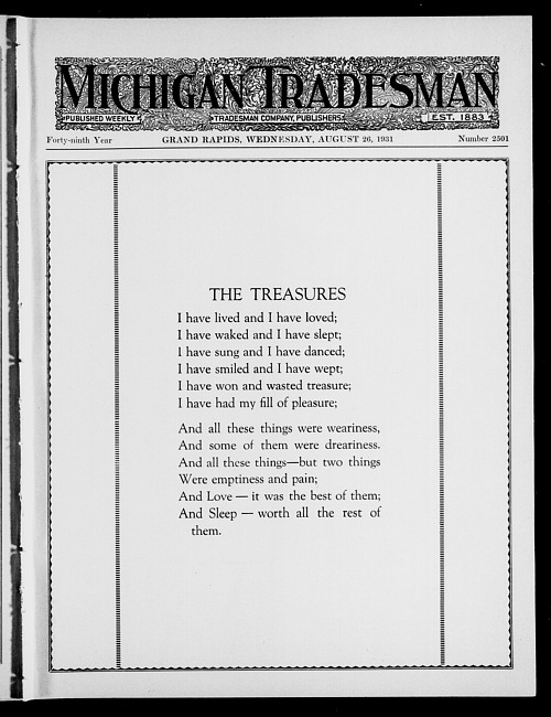 Michigan tradesman. Vol. 49 no. 2501 (1931 August 26)