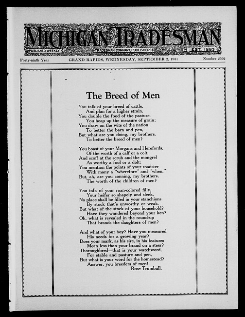 Michigan tradesman. Vol. 49 no. 2502 (1931 September 2)
