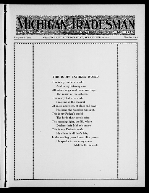 Michigan tradesman. Vol. 49 no. 2505 (1931 September 23)