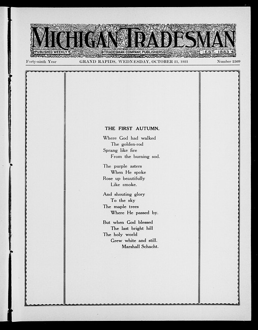 Michigan tradesman. Vol. 49 no. 2509 (1931 October 21)