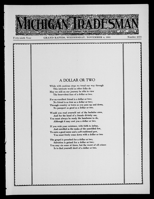 Michigan tradesman. Vol. 49 no. 2511 (1931 November 4)