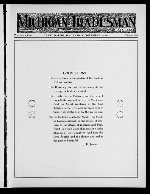Michigan tradesman. Vol. 49 no. 2513 (1931 November 18)