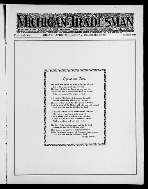 Michigan tradesman. Vol. 49 no. 2518 (1931 December 23)