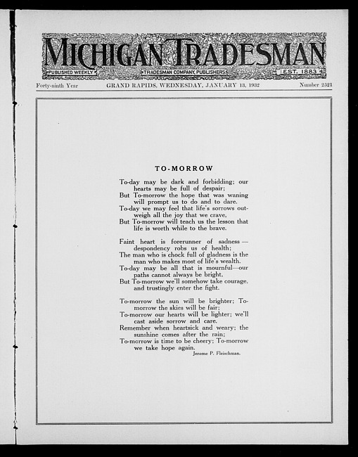 Michigan tradesman. Vol. 49 no. 2521 (1932 January 13)