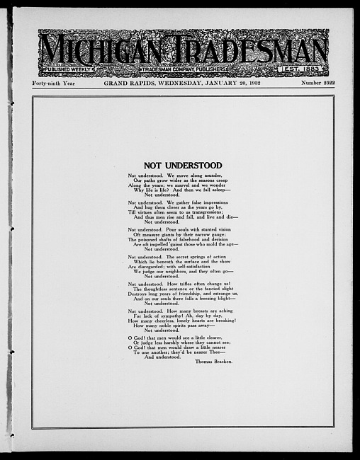 Michigan tradesman. Vol. 49 no. 2522 (1932 January 20)