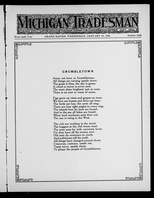 Michigan tradesman. Vol. 49 no. 2523 (1932 January 27)