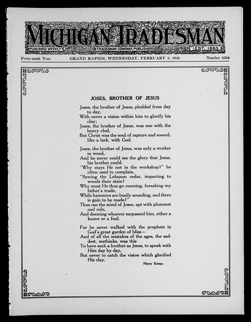 Michigan tradesman. Vol. 49 no. 2524 (1932 February 3)