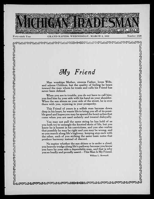 Michigan tradesman. Vol. 49 no. 2528 (1932 March 2)