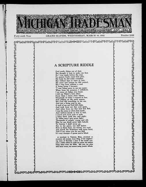 Michigan tradesman. Vol. 49 no. 2530 (1932 March 16)