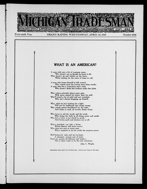 Michigan tradesman. Vol. 49 no. 2534 (1932 April 13)