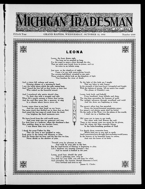 Michigan tradesman. Vol. 50 no. 2560 (1932 October 12)