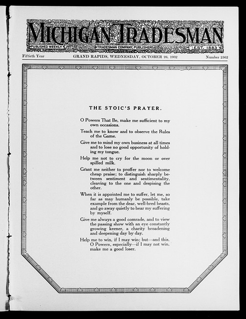 Michigan tradesman. Vol. 50 no. 2562 (1932 October 26)