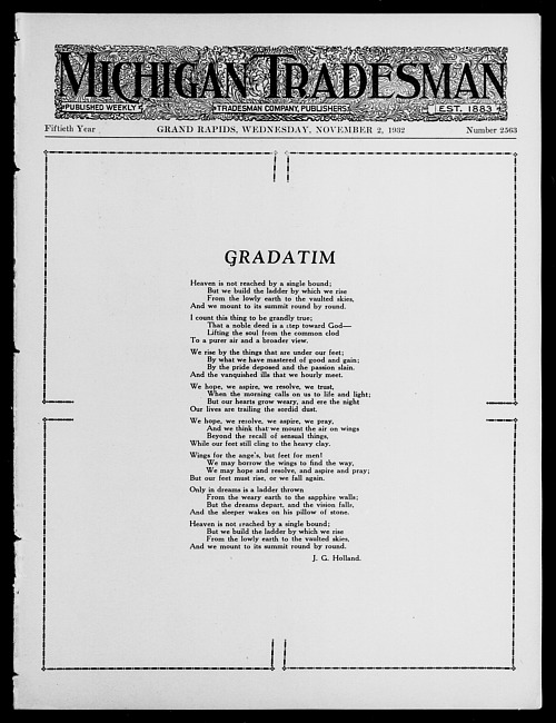 Michigan tradesman. Vol. 50 no. 2563 (1932 November 2)