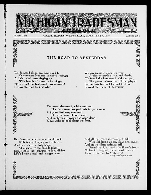 Michigan tradesman. Vol. 50 no. 2564 (1932 November 9)