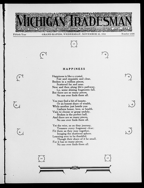 Michigan tradesman. Vol. 50 no. 2566 (1932 November 23)