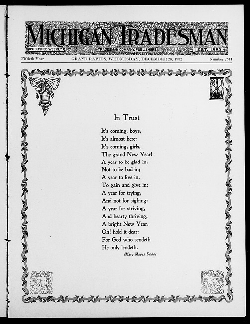 Michigan tradesman. Vol. 50 no. 2571 (1932 December 28)