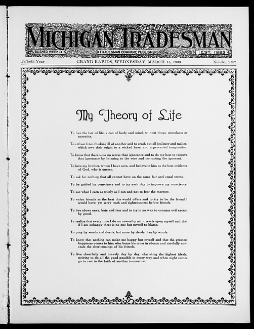 Michigan tradesman. Vol. 50 no. 2582 (1933 March 15)