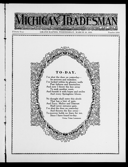 Michigan tradesman. Vol. 50 no. 2584 (1933 March 29)