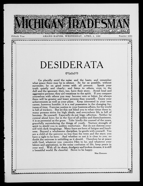 Michigan tradesman. Vol. 50 no. 2585 (1933 April 5)