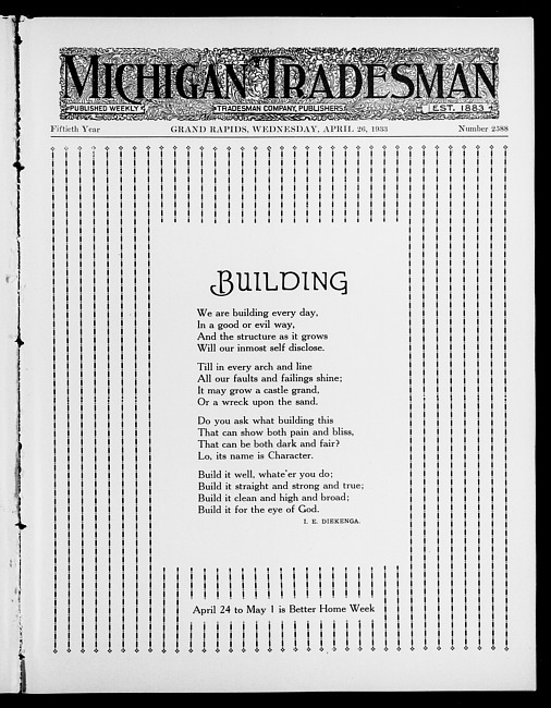 Michigan tradesman. Vol. 50 no. 2588 (1933 April 26)